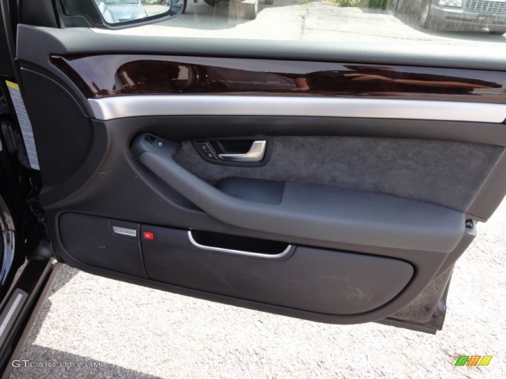 2009 Audi A8 4.2 quattro Black Valcona Leather Door Panel Photo #53606631