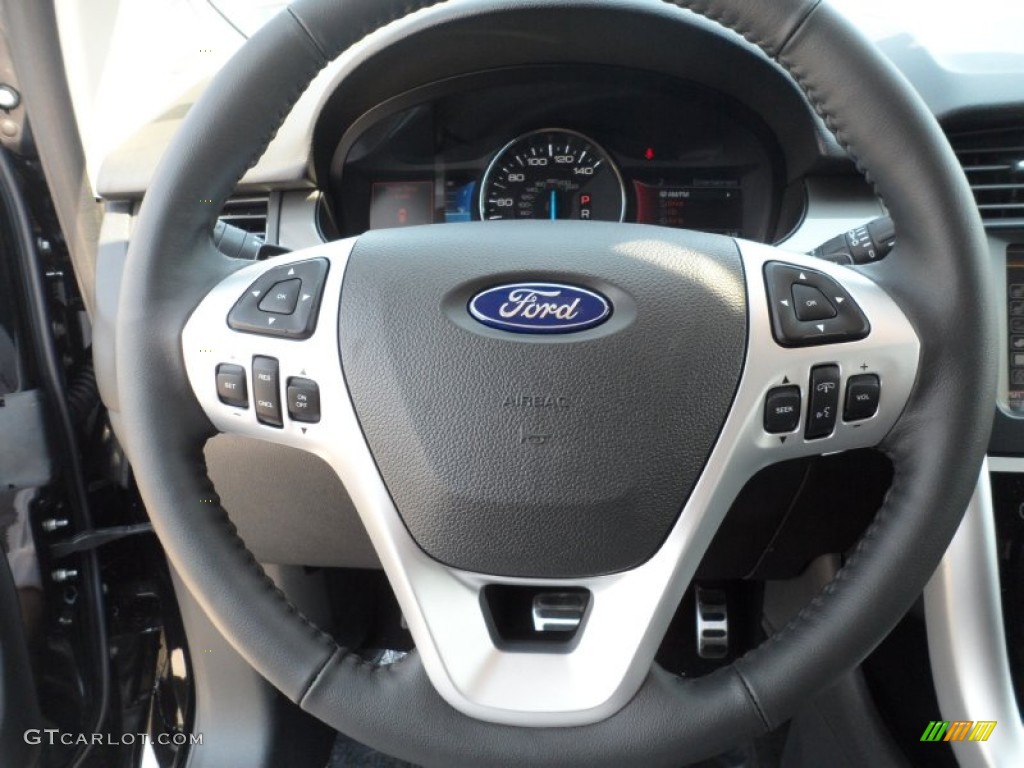 2012 Ford Edge Sport Charcoal Black/Silver Smoke Metallic Steering Wheel Photo #53609853