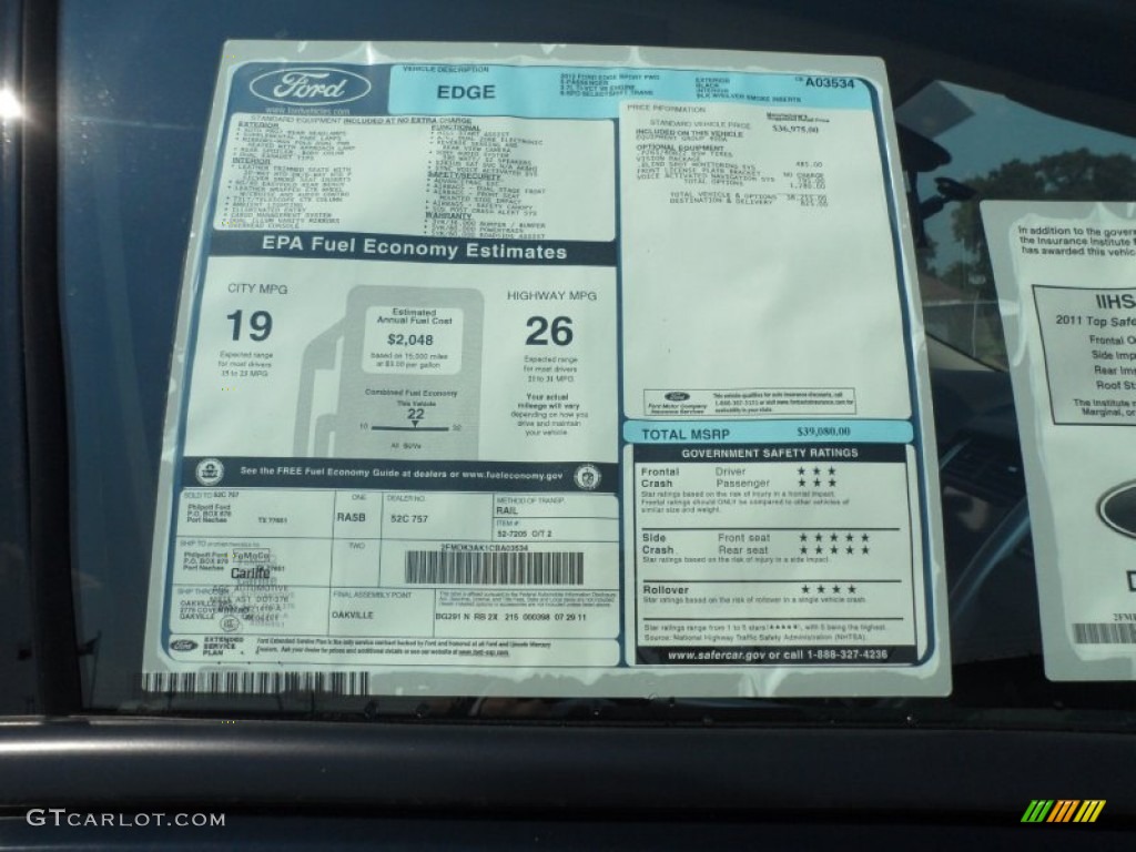 2012 Ford Edge Sport Window Sticker Photo #53609898