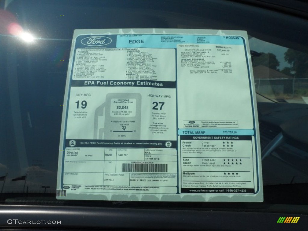 2012 Ford Edge SE Window Sticker Photo #53610408