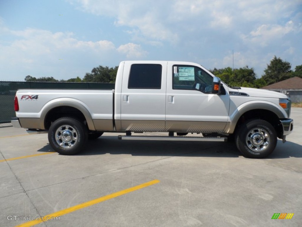 2012 F250 Super Duty Lariat Crew Cab 4x4 - White Platinum Metallic Tri-Coat / Adobe photo #2