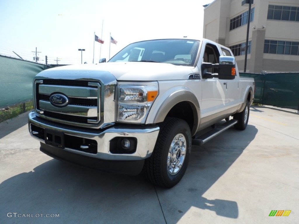 2012 F250 Super Duty Lariat Crew Cab 4x4 - White Platinum Metallic Tri-Coat / Adobe photo #7