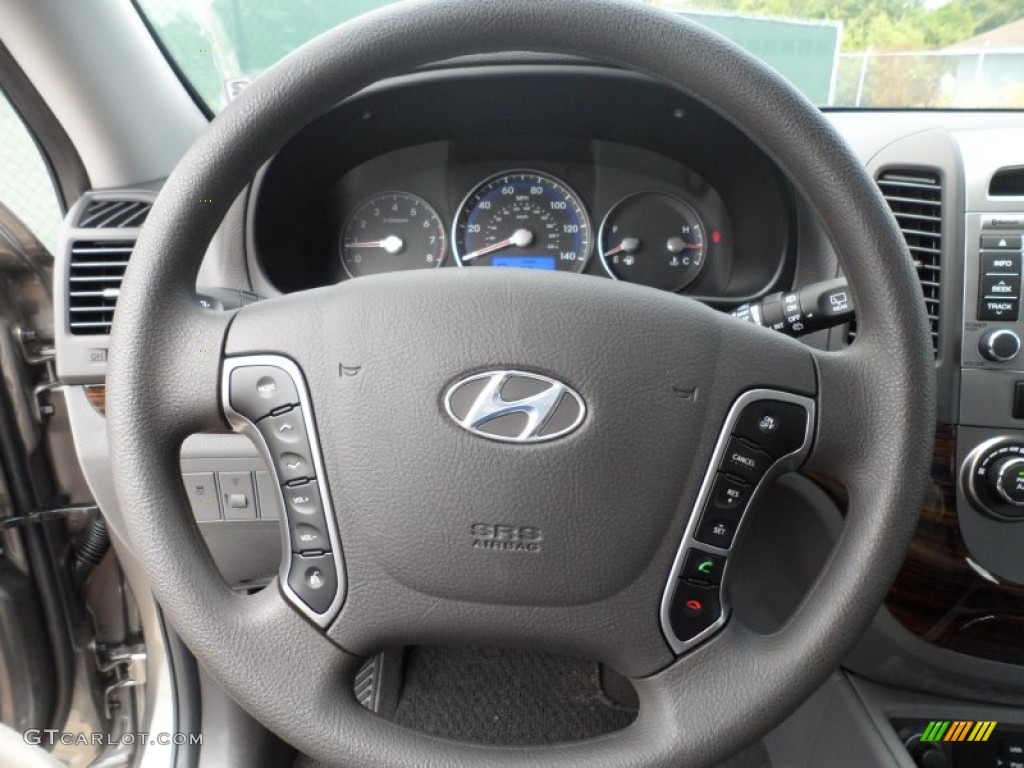 2012 Hyundai Santa Fe GLS Gray Steering Wheel Photo #53612454
