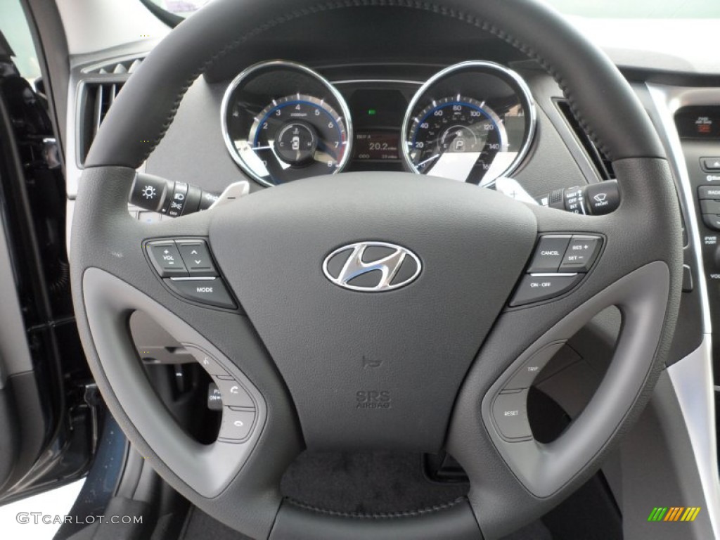 2012 Hyundai Sonata SE Gray Steering Wheel Photo #53612939