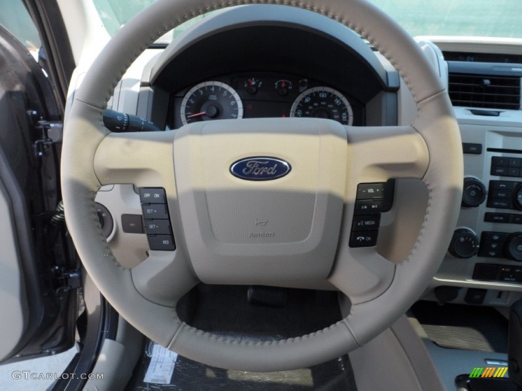 2012 Ford Escape XLT V6 Stone Steering Wheel Photo #53614044