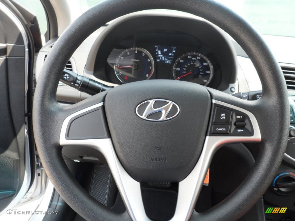 2012 Hyundai Accent GS 5 Door Black Steering Wheel Photo #53615022