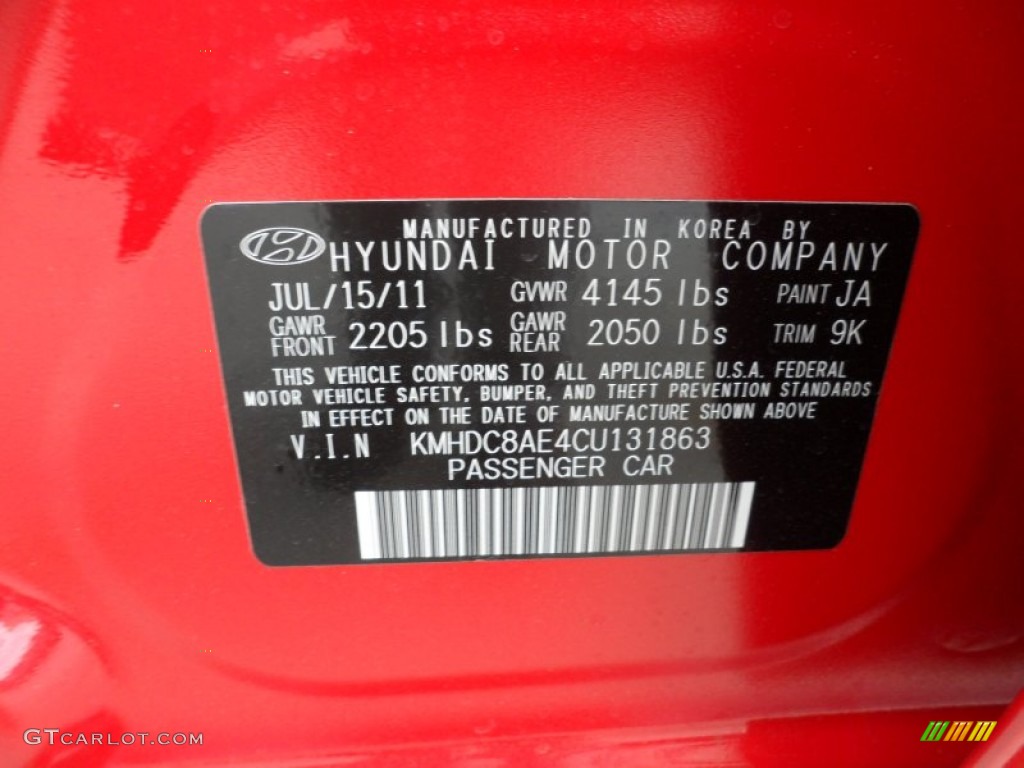 2012 Elantra Color Code JA for Chilipepper Red Photo #53615493