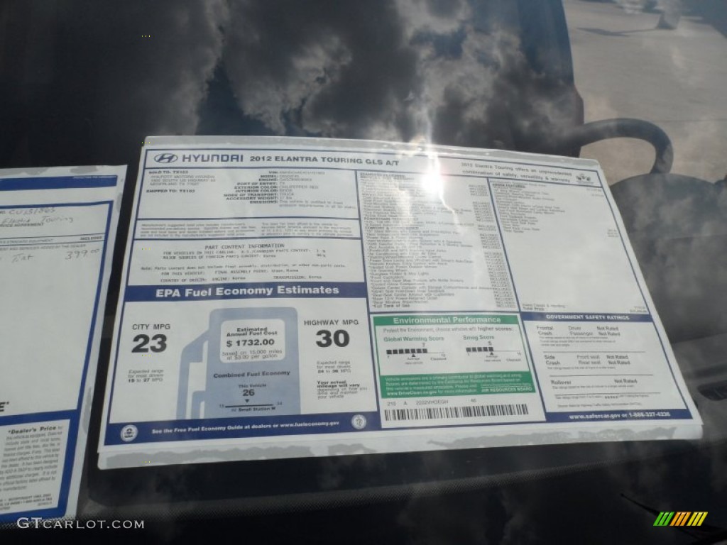 2012 Hyundai Elantra GLS Touring Window Sticker Photo #53615514