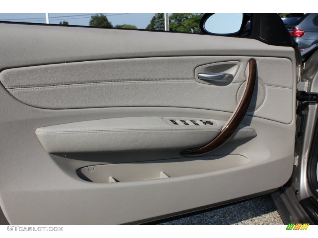 2009 BMW 1 Series 128i Convertible Taupe Boston Leather Door Panel Photo #53615873