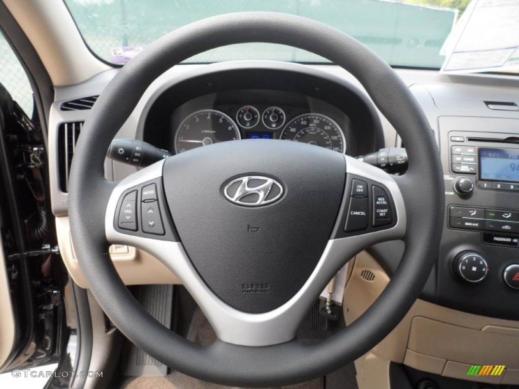 2012 Hyundai Elantra GLS Touring Beige Steering Wheel Photo #53615919