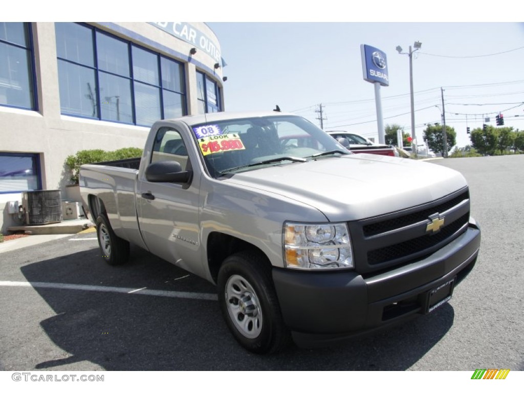 2008 Silverado 1500 Work Truck Regular Cab - Silver Birch Metallic / Dark Titanium photo #3