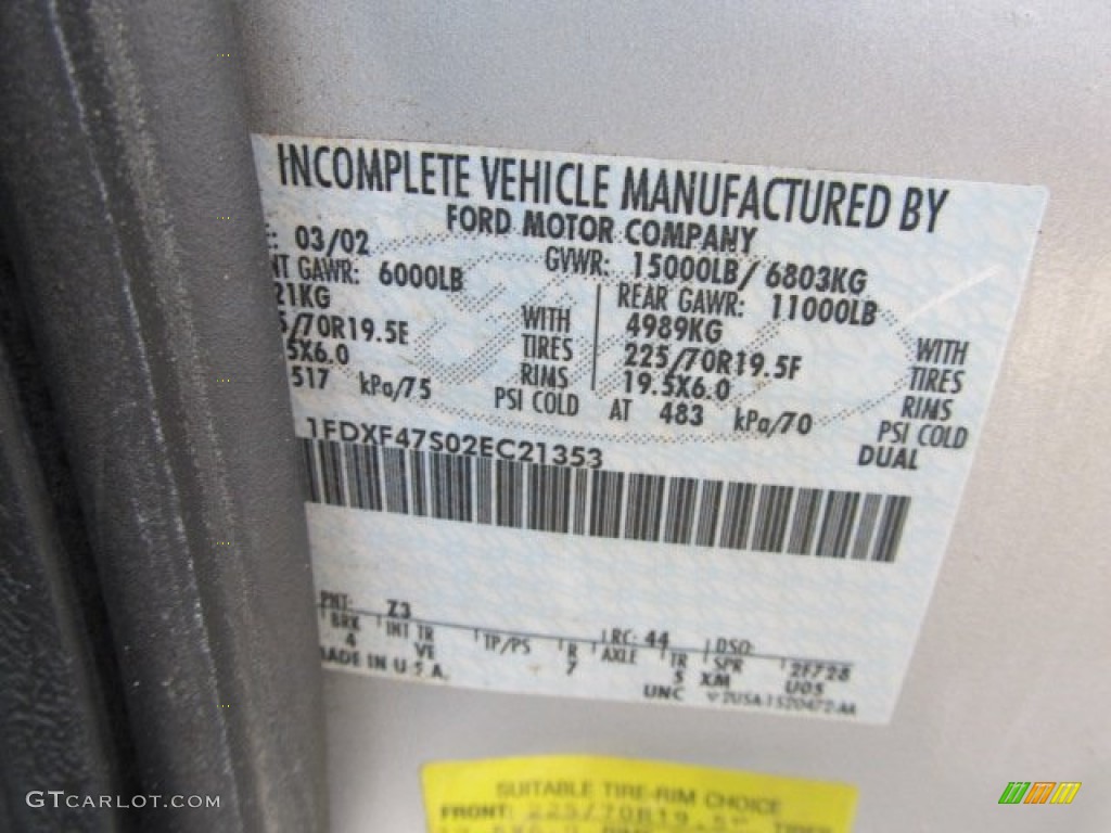 2002 Ford F450 Super Duty Regular Cab 4x4 Plow Truck Color Code Photos