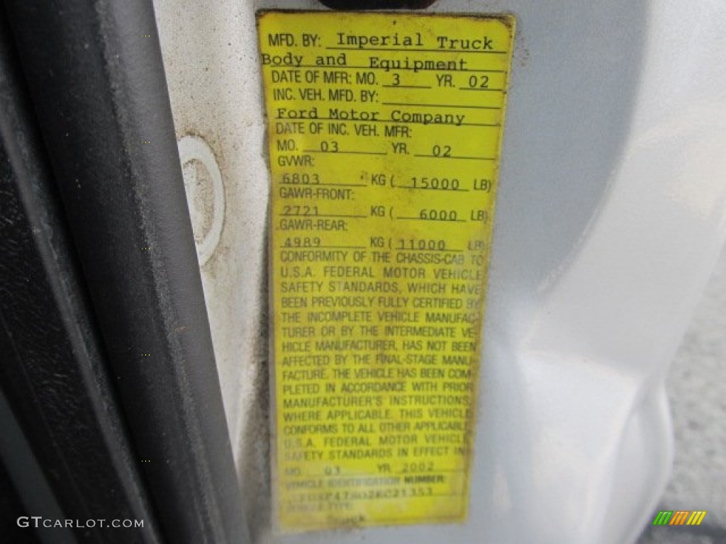 2002 Ford F450 Super Duty Regular Cab 4x4 Plow Truck Info Tag Photo #53625634