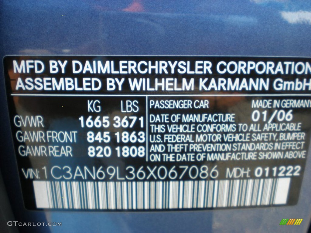 2006 Chrysler Crossfire Limited Coupe Info Tag Photo #53628052