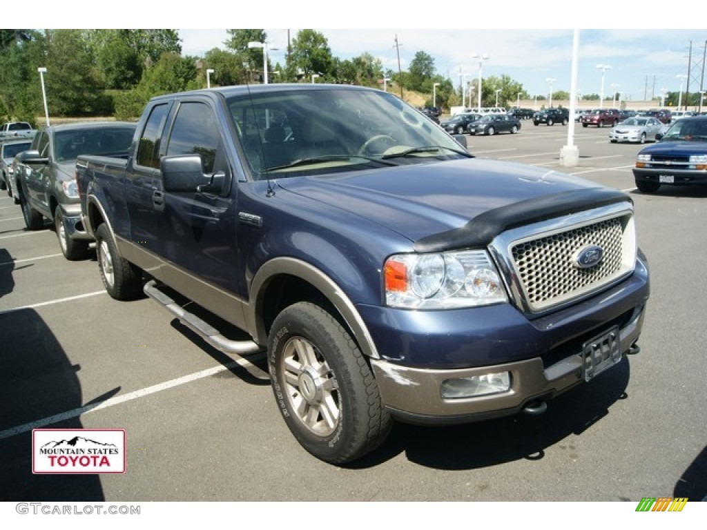 2004 F150 Lariat SuperCab 4x4 - Medium Wedgewood Blue Metallic / Tan photo #1