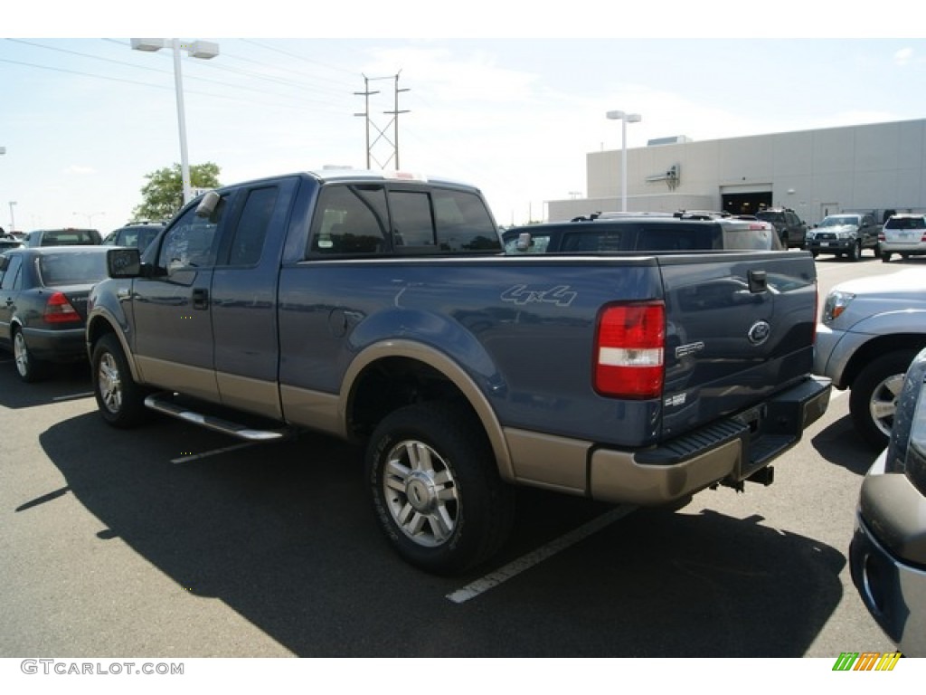 2004 F150 Lariat SuperCab 4x4 - Medium Wedgewood Blue Metallic / Tan photo #3