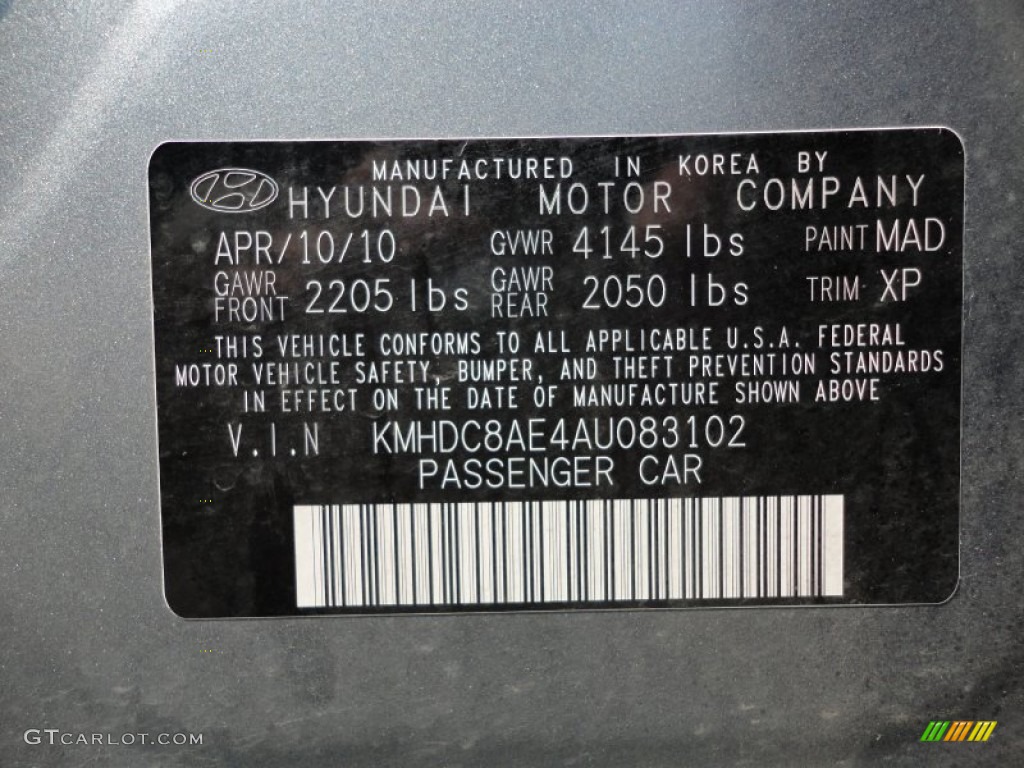 2010 Elantra Color Code MAD for Carbon Gray Mist Photo #53630528