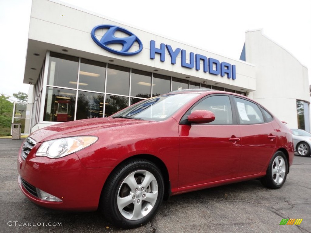 2009 Elantra SE Sedan - Apple Red Pearl / Black photo #1