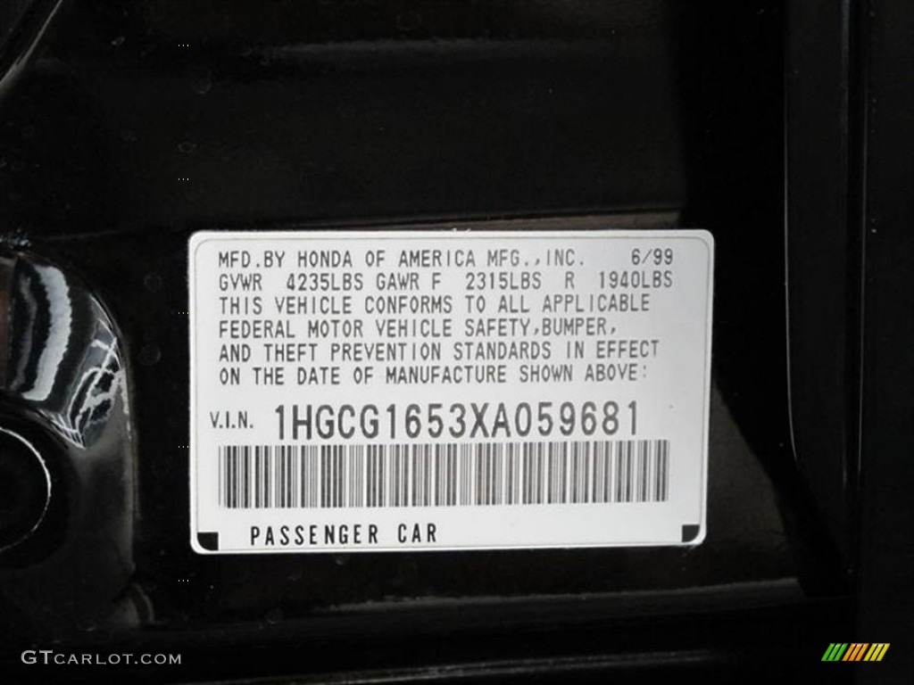 1999 Accord EX V6 Sedan - Flamenco Black Pearl / Gray photo #24