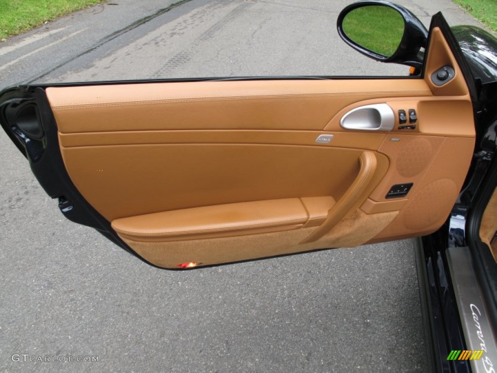 2009 Porsche 911 Carrera 4S Cabriolet Natural Brown Door Panel Photo #53632829