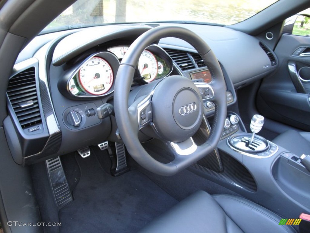 2011 Audi R8 Spyder 5.2 FSI quattro Black Fine Nappa Leather Steering Wheel Photo #53633189
