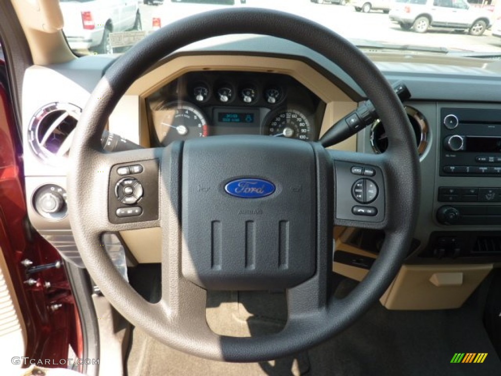 2012 Ford F250 Super Duty XLT SuperCab 4x4 Adobe Steering Wheel Photo #53633927