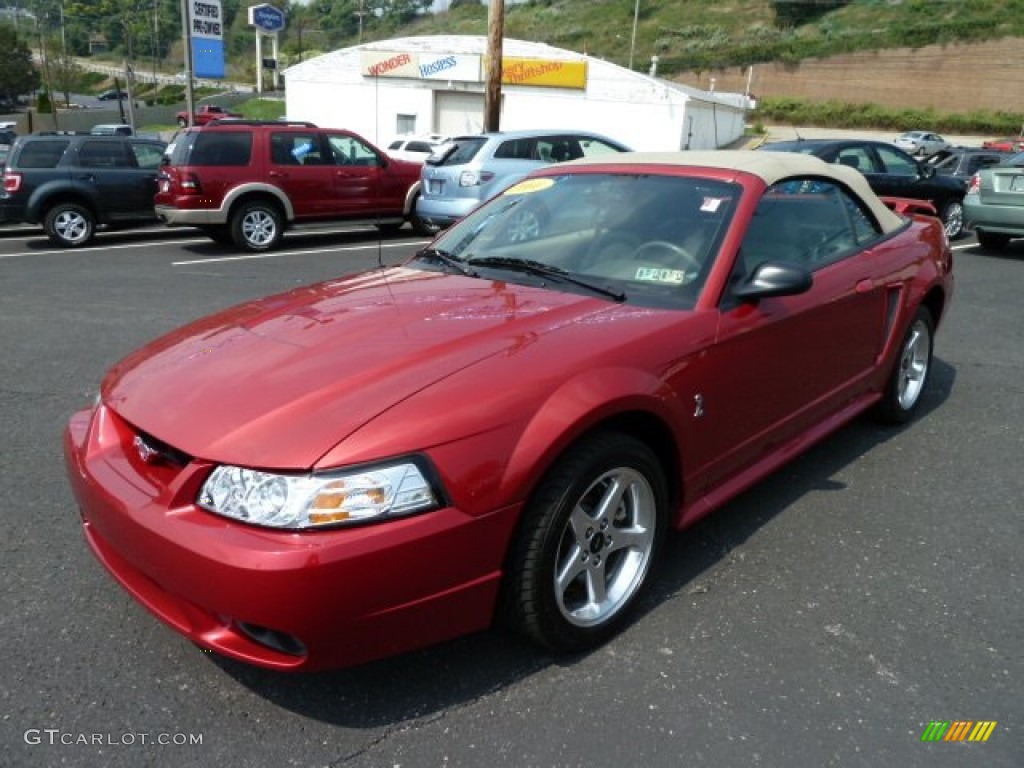 2001 Mustang Cobra Convertible - Laser Red Metallic / Medium Parchment photo #5