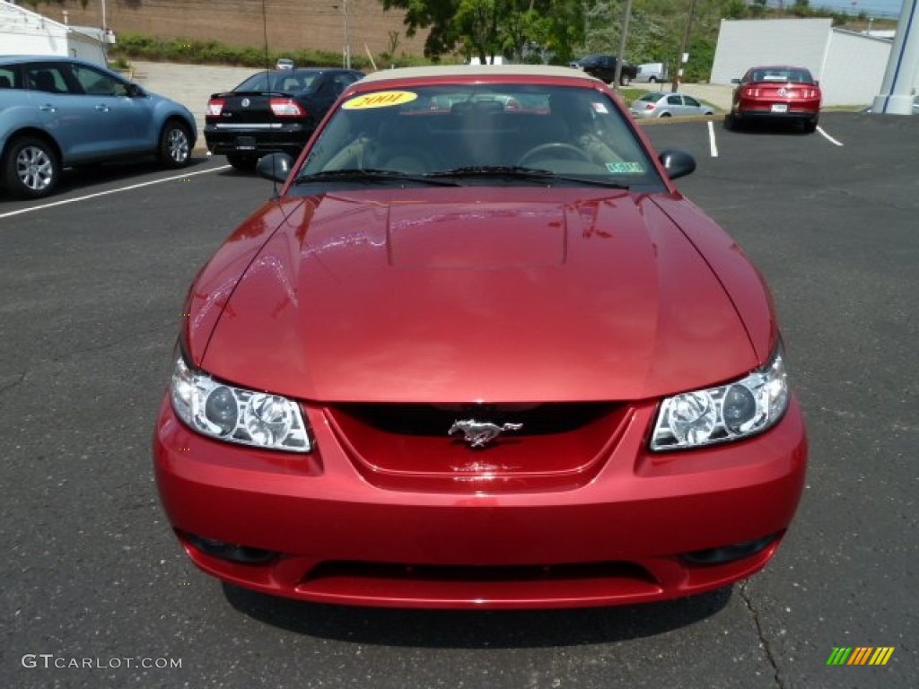 2001 Mustang Cobra Convertible - Laser Red Metallic / Medium Parchment photo #6