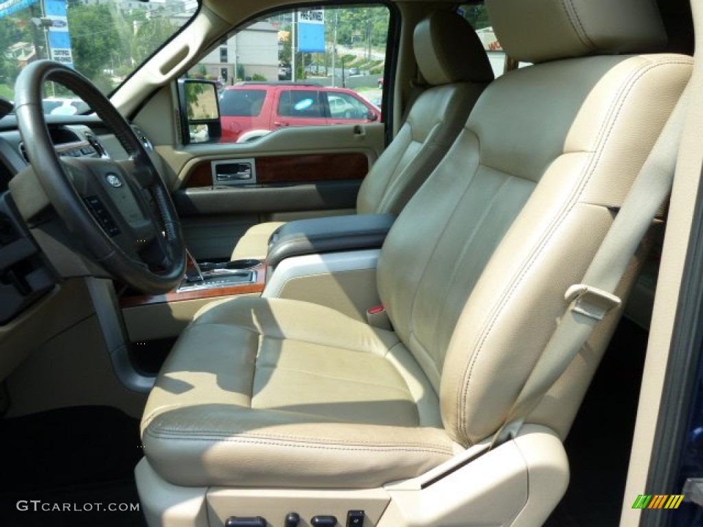 2009 F150 Lariat SuperCrew 4x4 - Dark Blue Pearl Metallic / Camel/Tan photo #8