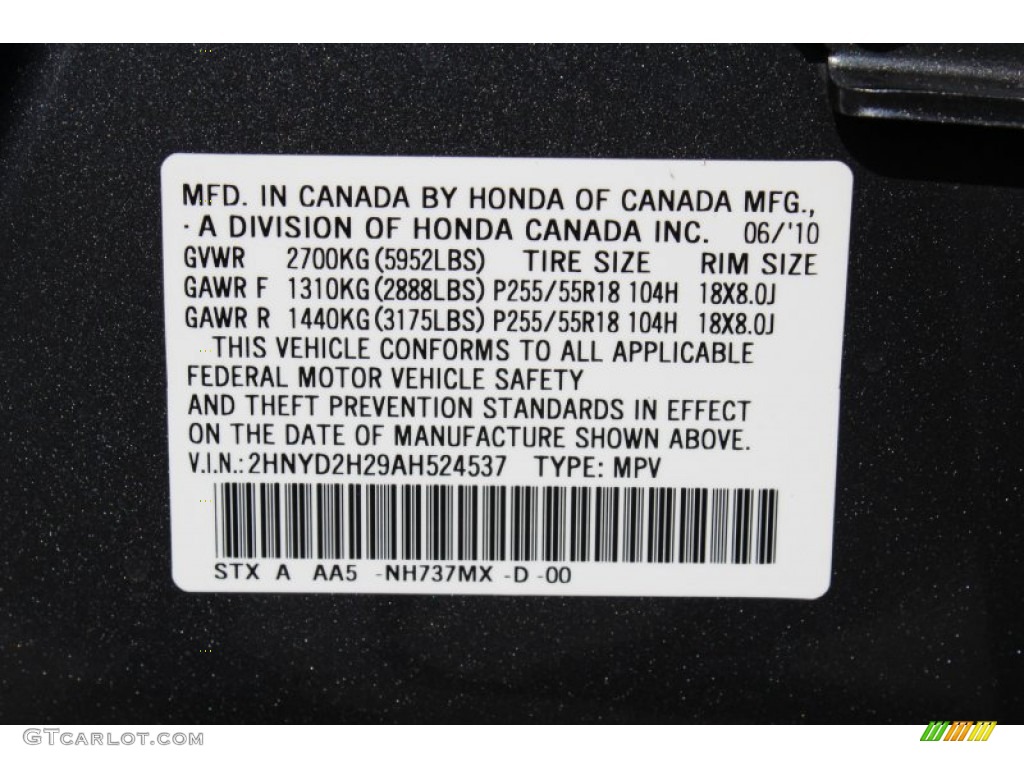 2010 MDX Color Code NH737MX for Polished Metal Metallic Photo #53635472