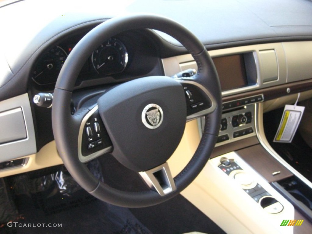 2012 Jaguar XF Standard XF Model Barley/Warm Charcoal Steering Wheel Photo #53636168