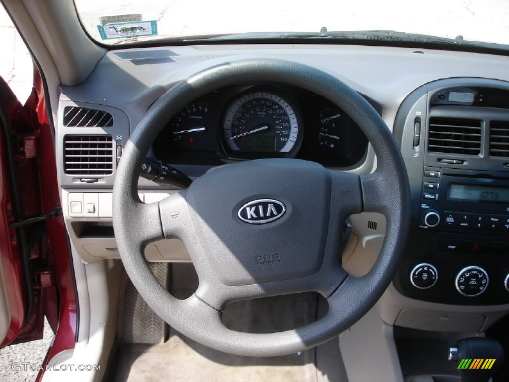 2007 Kia Spectra EX Sedan Beige Steering Wheel Photo #53637146