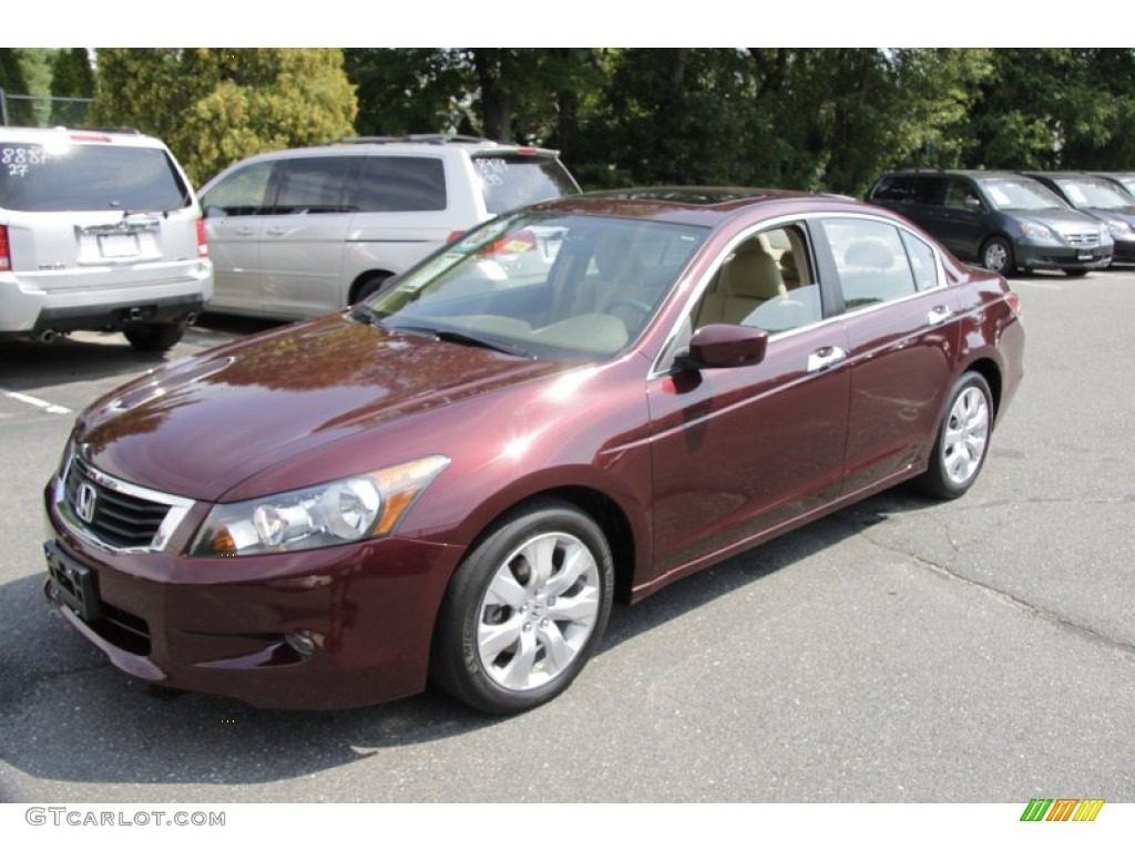 2008 Accord EX V6 Sedan - Basque Red Pearl / Ivory photo #1