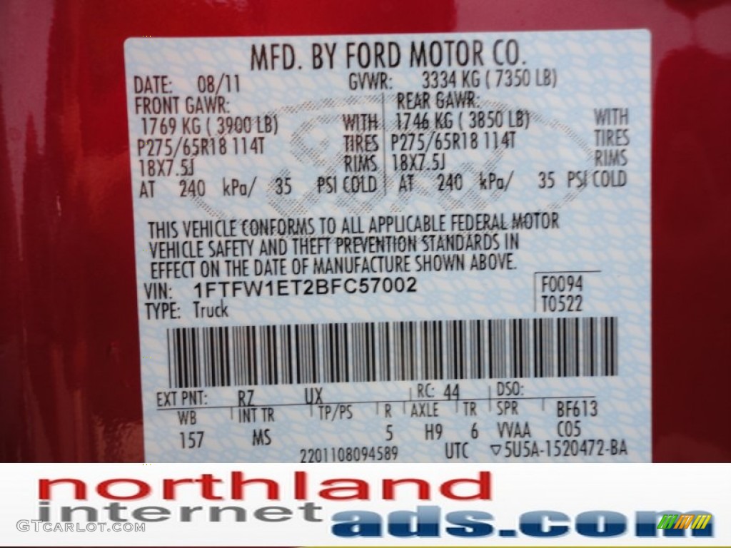 2011 F150 XLT SuperCrew 4x4 - Red Candy Metallic / Steel Gray photo #20