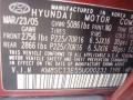 NQ: Merlot Dark Red 2005 Hyundai Santa Fe LX 3.5 Color Code
