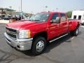 2011 Victory Red Chevrolet Silverado 3500HD LTZ Crew Cab 4x4 Dually  photo #3