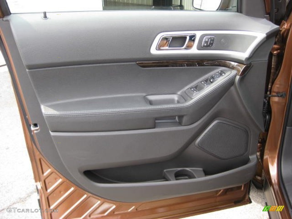 2012 Ford Explorer Limited 4WD Charcoal Black/Pecan Door Panel Photo #53648670