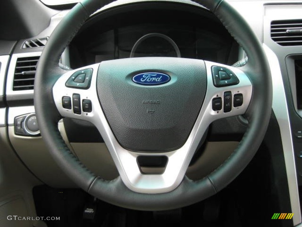 2012 Ford Explorer XLT EcoBoost Medium Light Stone Steering Wheel Photo #53648865