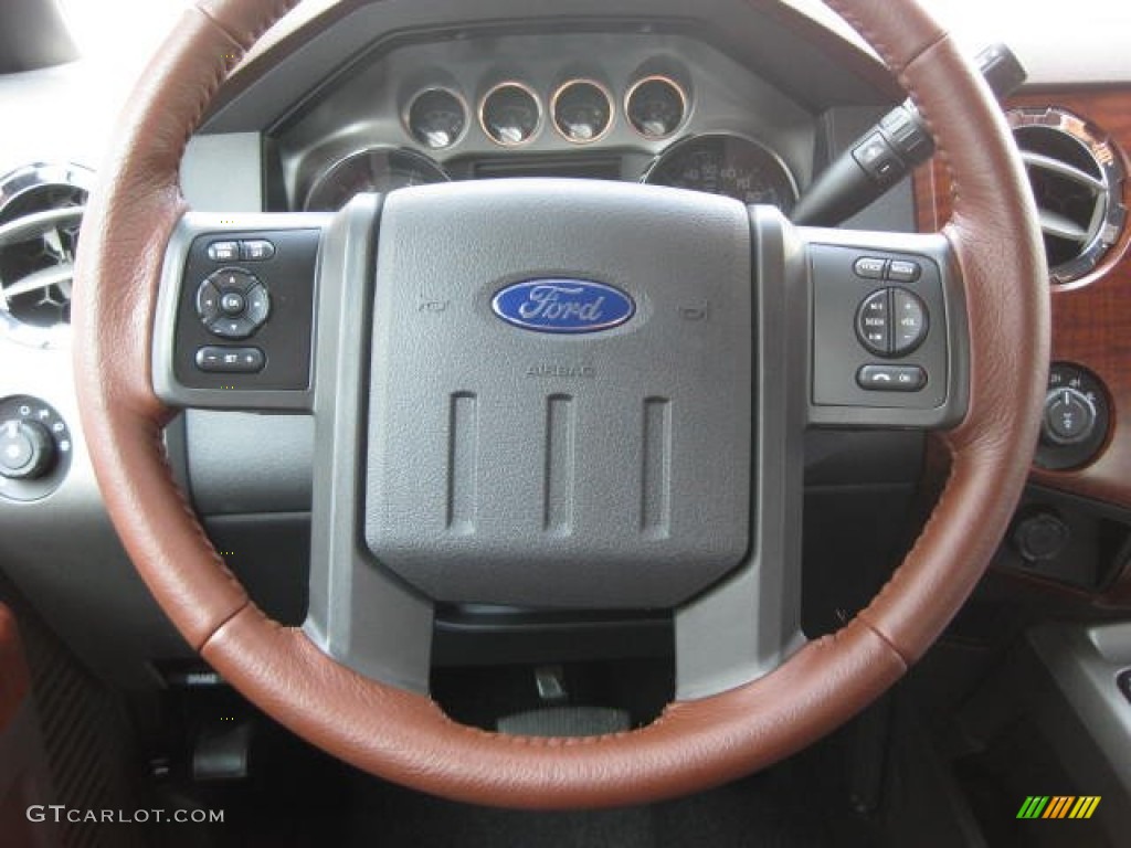 2012 Ford F350 Super Duty King Ranch Crew Cab 4x4 Chaparral Leather Steering Wheel Photo #53649075