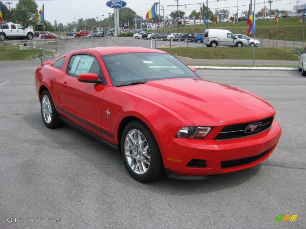 2012 Mustang V6 Premium Coupe - Race Red / Saddle photo #4
