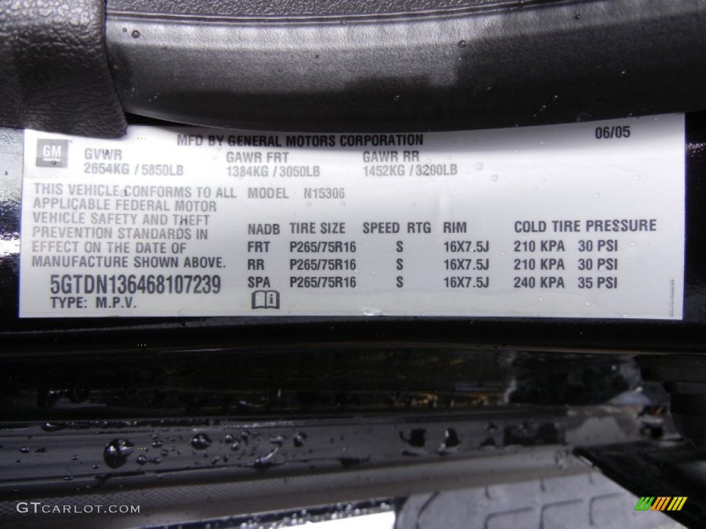 2006 Hummer H3 Standard H3 Model Info Tag Photo #53651921