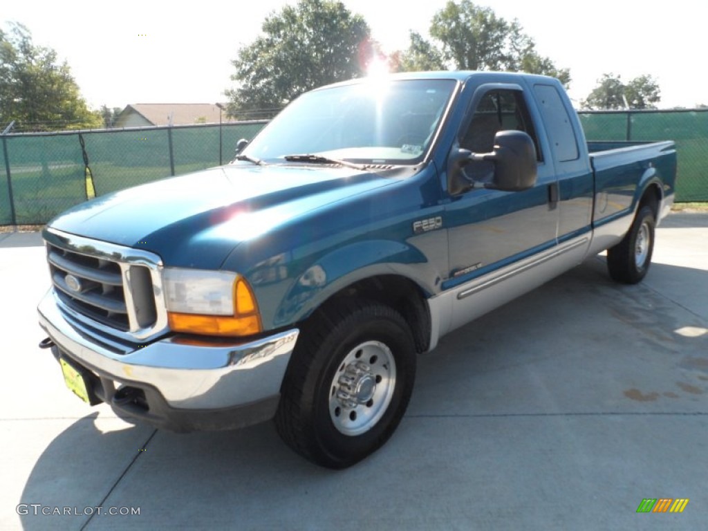 2000 F250 Super Duty XLT Extended Cab - Island Blue Metallic / Medium Graphite photo #7