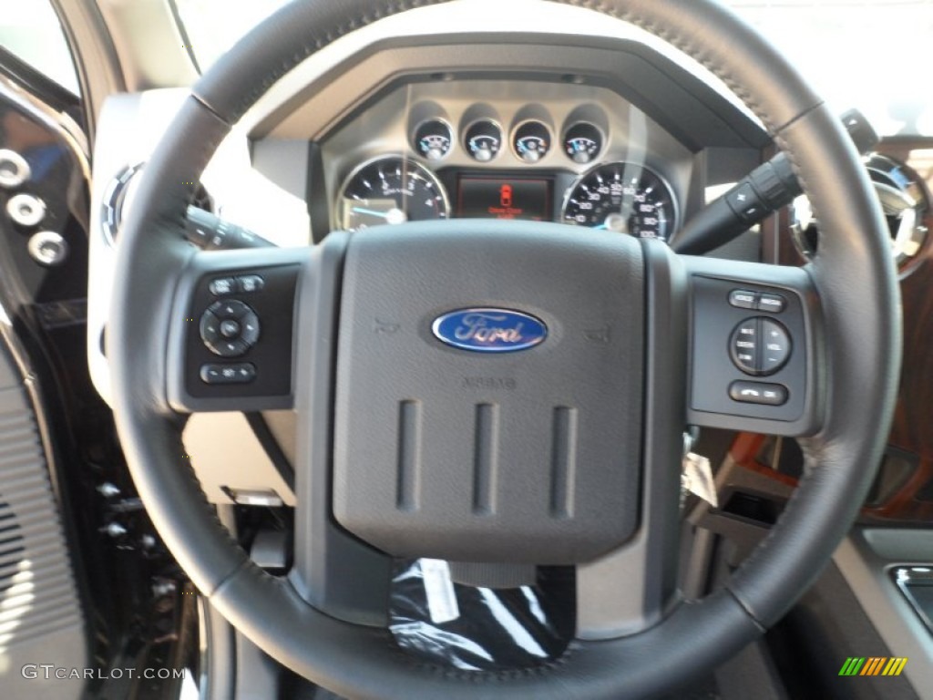 2012 Ford F250 Super Duty Lariat Crew Cab 4x4 Black Steering Wheel Photo #53652419