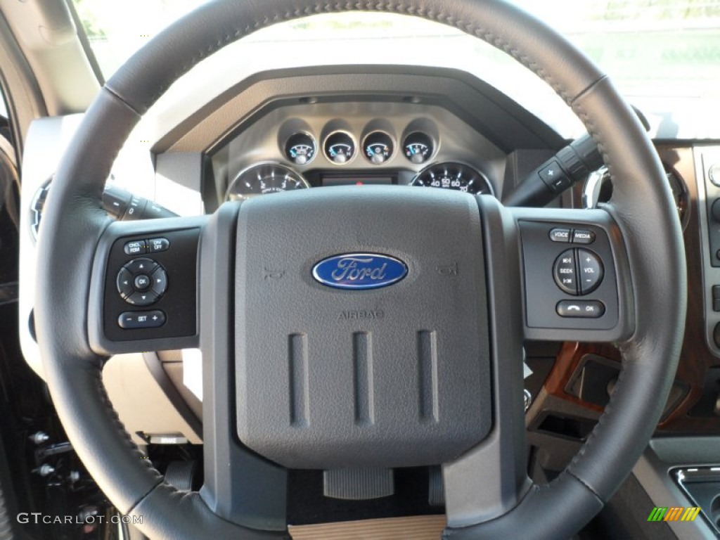 2012 Ford F250 Super Duty Lariat Crew Cab 4x4 Black Steering Wheel Photo #53653664