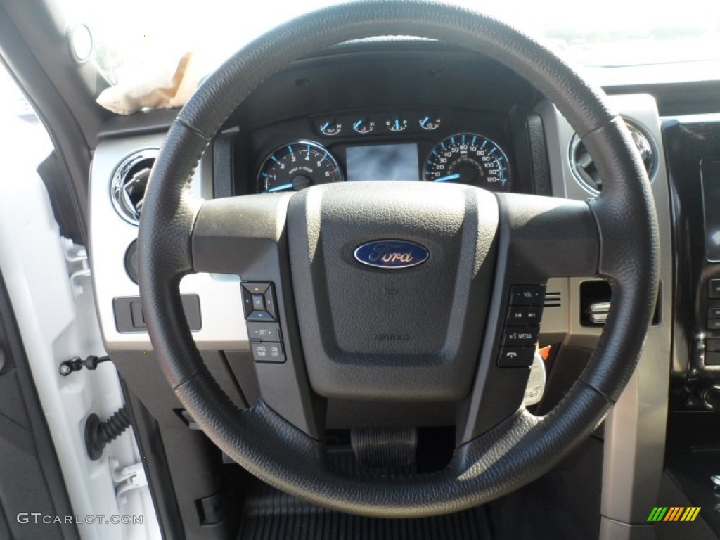 2011 Ford F150 FX4 SuperCrew 4x4 Black Steering Wheel Photo #53657902