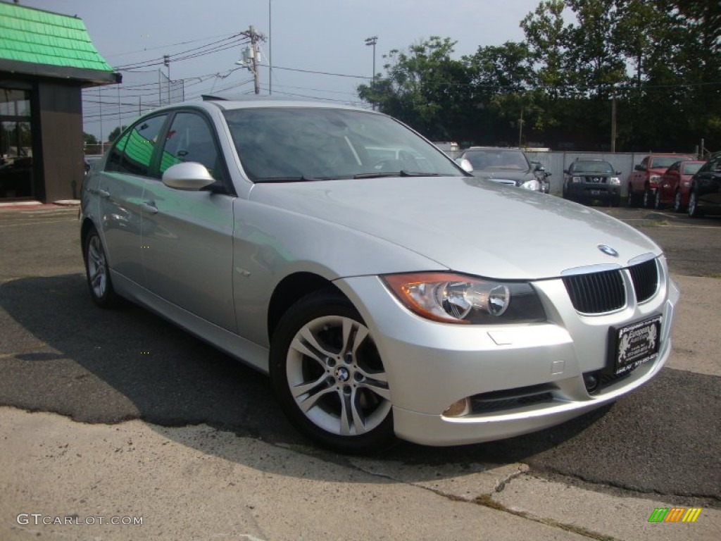 2008 3 Series 328xi Sedan - Titanium Silver Metallic / Black photo #2