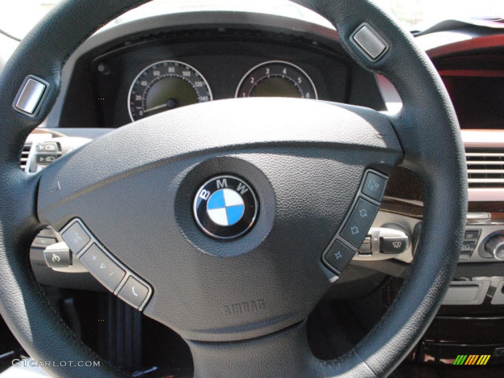 2008 BMW 7 Series 750i Sedan Black Steering Wheel Photo #53659526