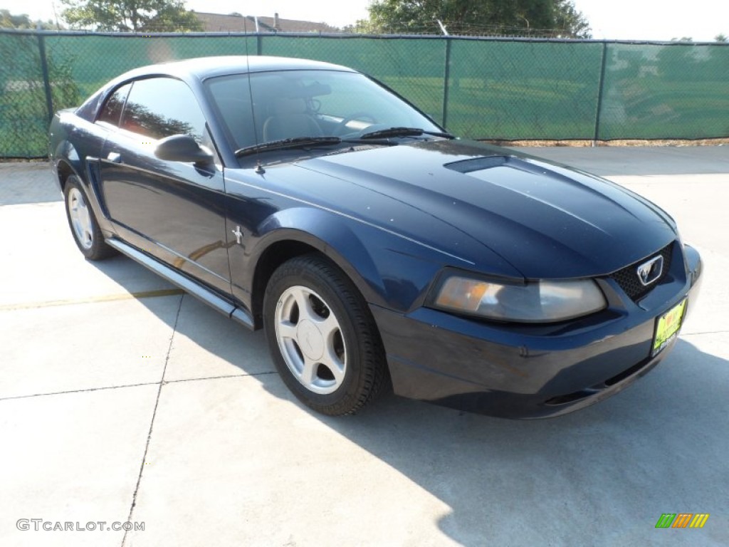 2002 Mustang V6 Coupe - True Blue Metallic / Medium Parchment photo #1