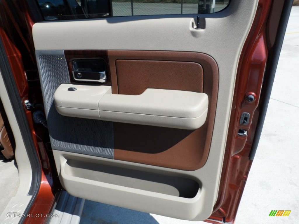2005 Ford F150 King Ranch SuperCrew Castano Brown Leather Door Panel Photo #53662418