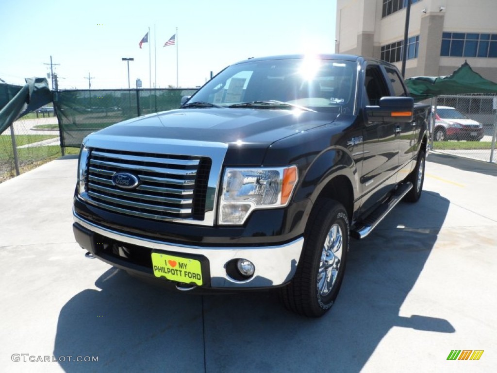 2011 F150 XLT SuperCrew 4x4 - Ebony Black / Steel Gray photo #7